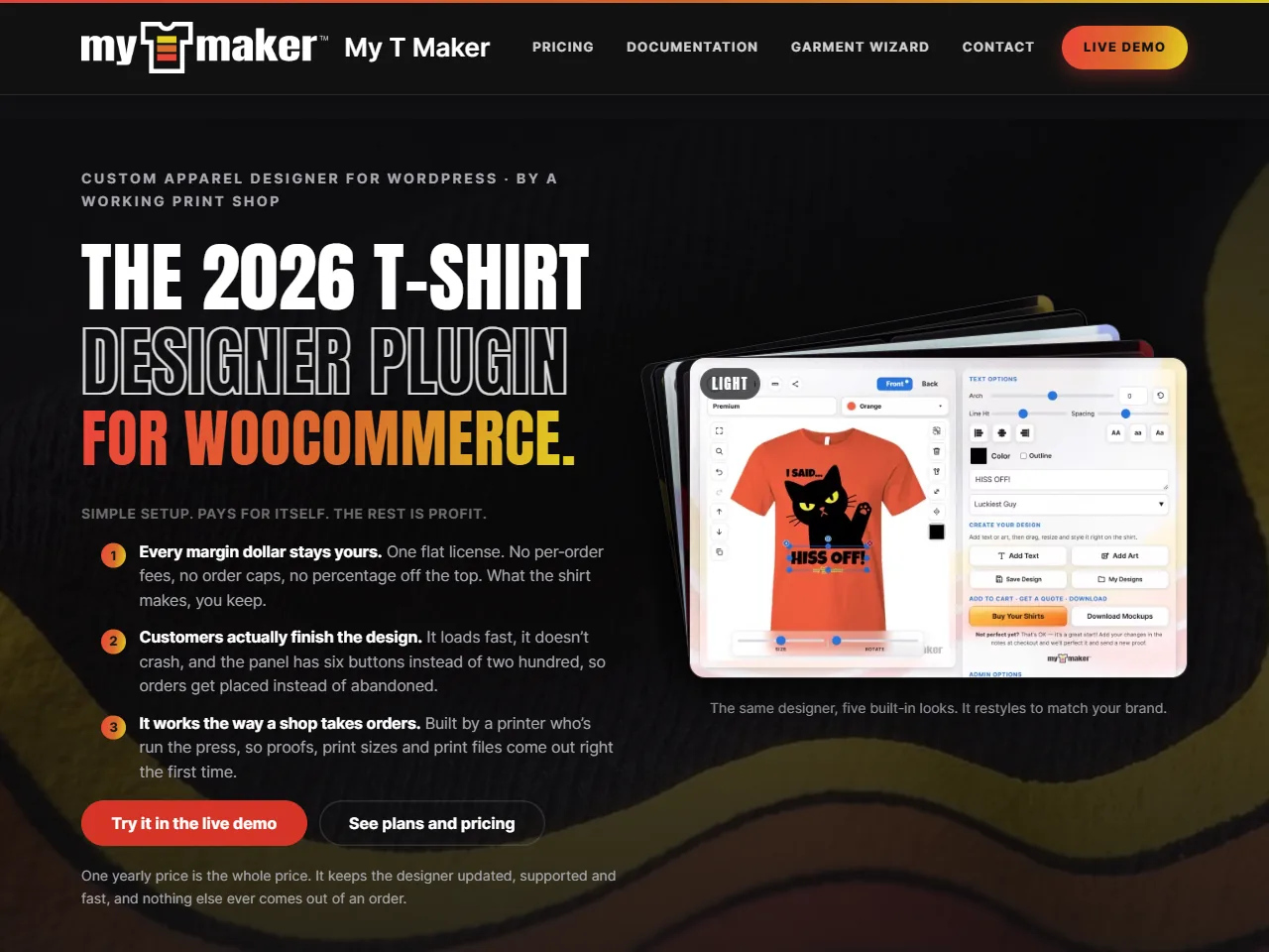 Before: the mytmaker.com home page on its old theme