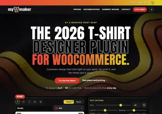 mytmaker.com, a T-shirt designer for WooCommerce shops, on PasteTheme