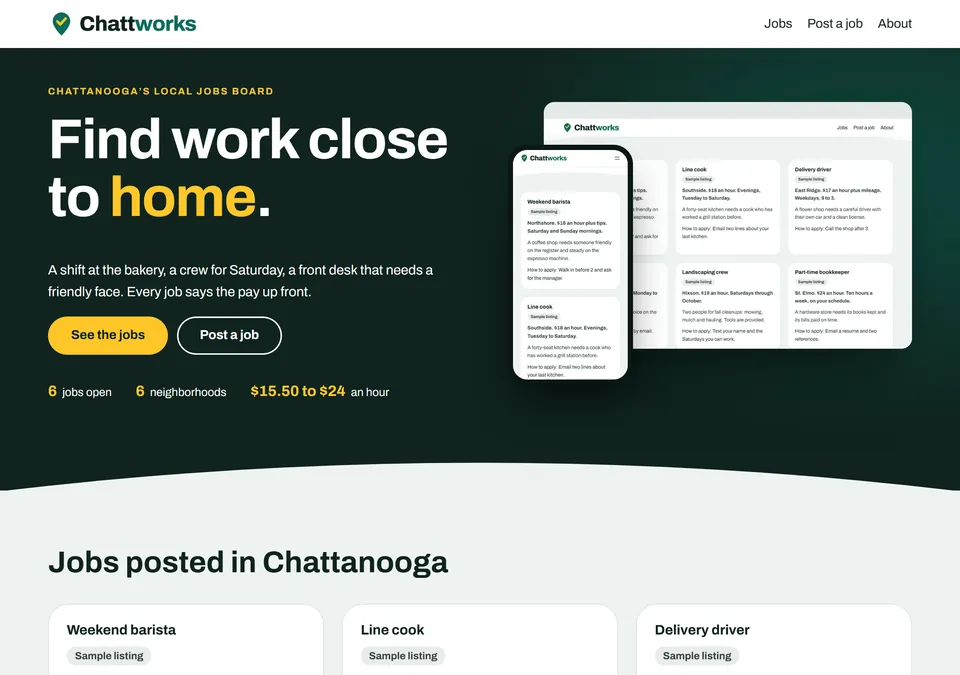 The chattworks.com home page on a computer